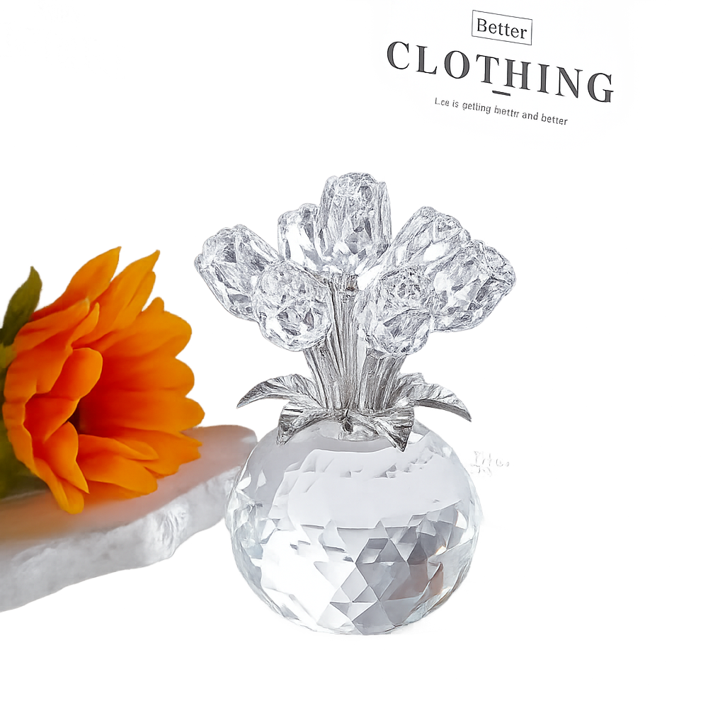 💖49% Off!🌹Everlasting Crystal Rose Flower Figurine in Vase🌸