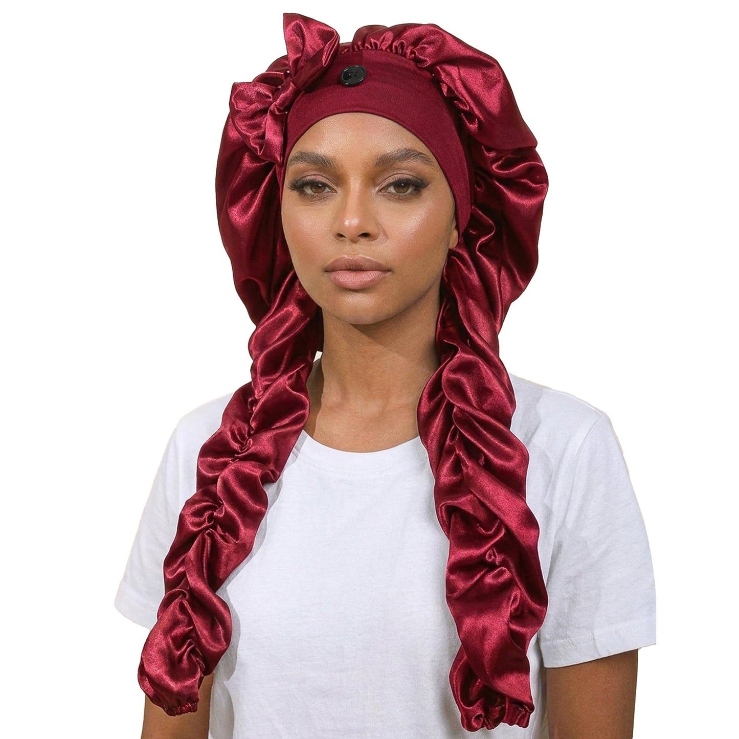 Satin Hair Bonnet Wide Band - Silk Like Sleeping Bonnets for Curly Hair Hair Wrap for Night Cap with Tie Band Breathable Satin Bonnet for Women and Girls