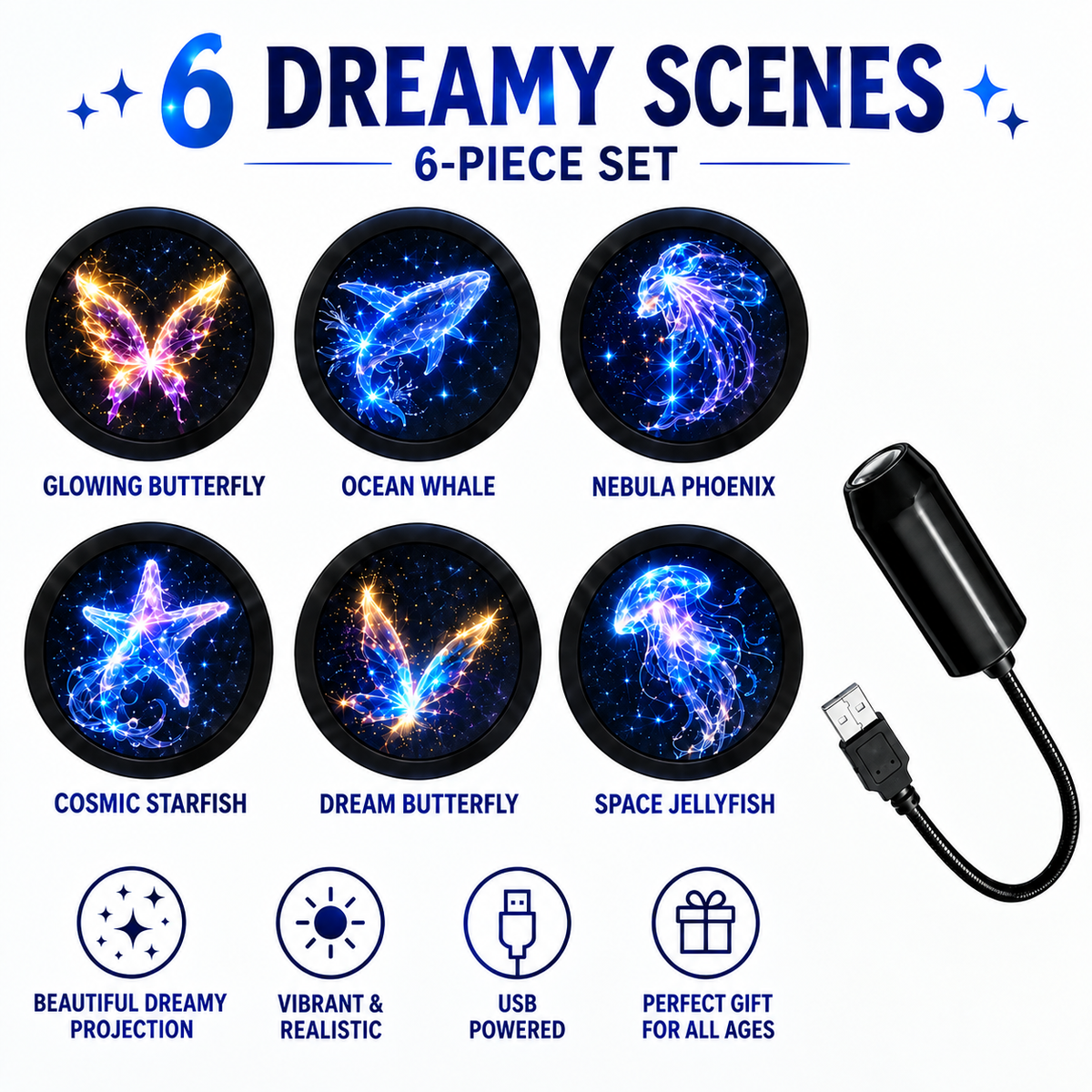β¨HD Christmas Projector β 6 or 10 Festive Scenes