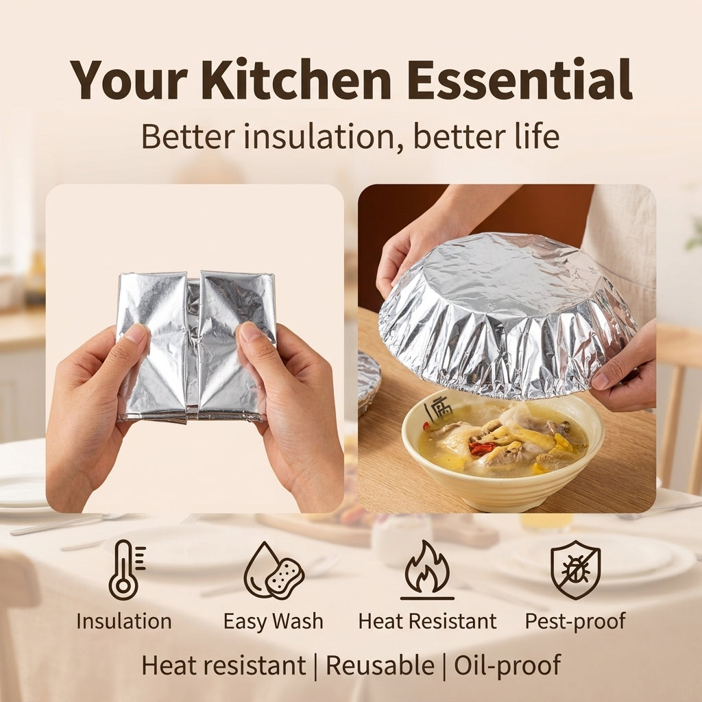 🔥Reusable Insulated Aluminum Foil Food Covers – Keep Food Warm, Fresh & Protected