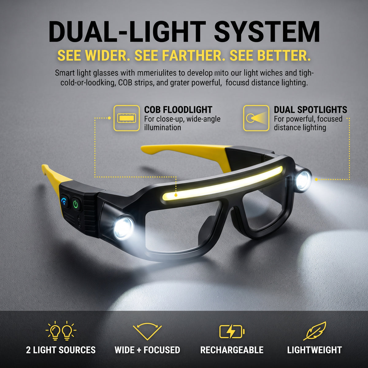 π¦ Rechargeable LED Headlamp Glasses β Hands-Free Lighting, Wave On/Off