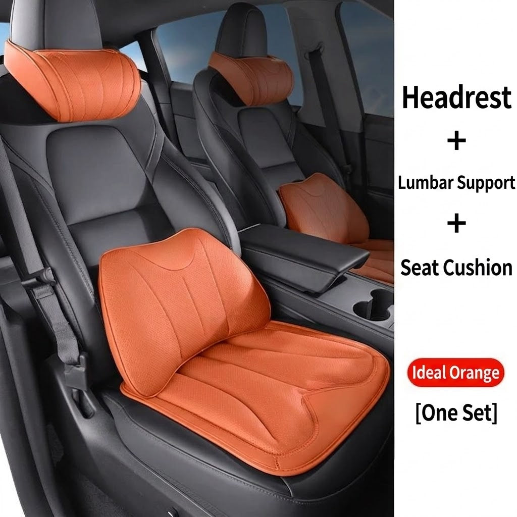 🔥50% OFF🎉Luxury Nappa Leather Car Neck Pillow – Premium Comfort & Support