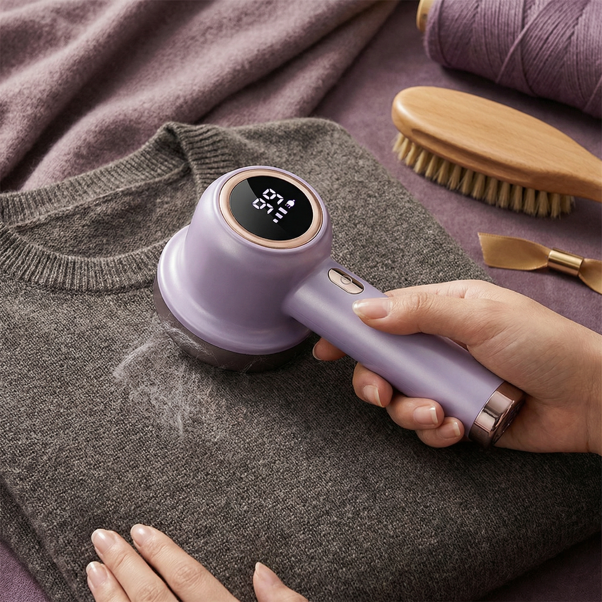 🔥50% off electric hair remover with LED display – rechargeable fabric shaver, 3 speed settings, large-capacity lint box