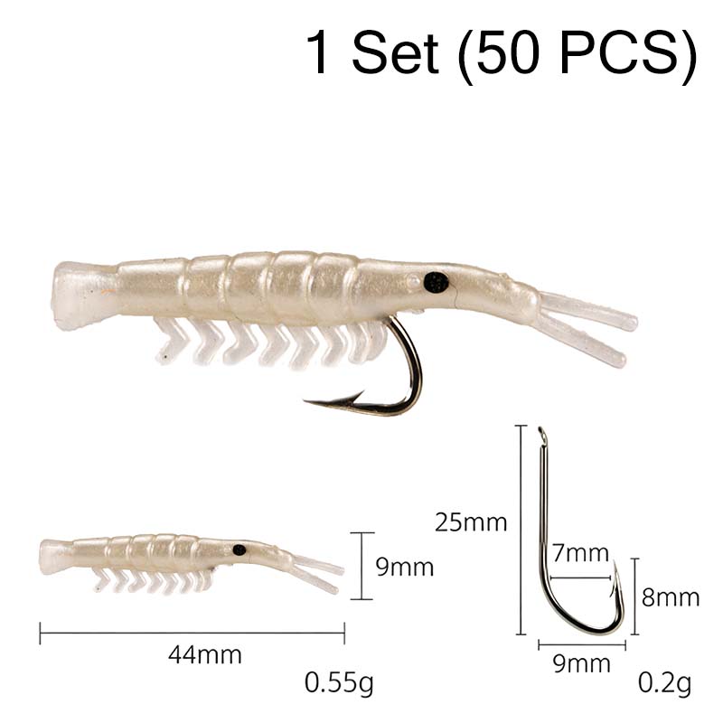 Bestselling item 50% off - 50 realistic shrimp lure kit (with hook)