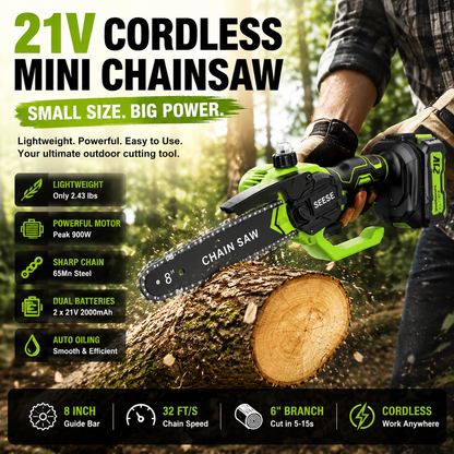 Mini Chainsaw 🔋 8-Inch Portable Electric Chainsaw for Tree Trimming