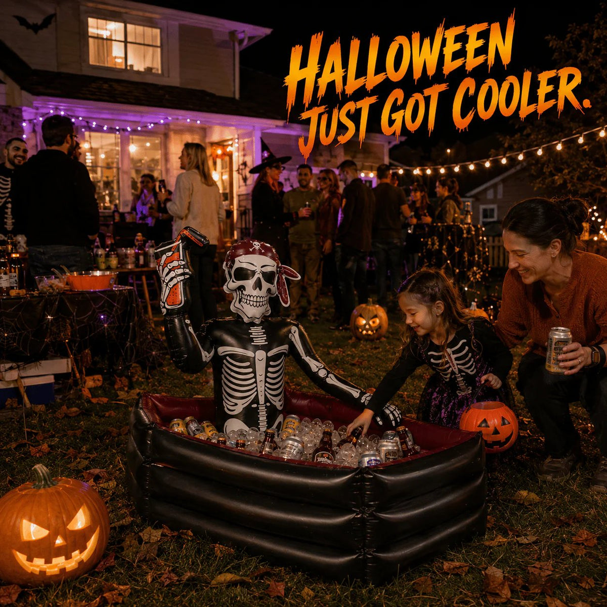 ☠️🧊40-Gallon Inflatable Pirate Skeleton Cooler for Halloween