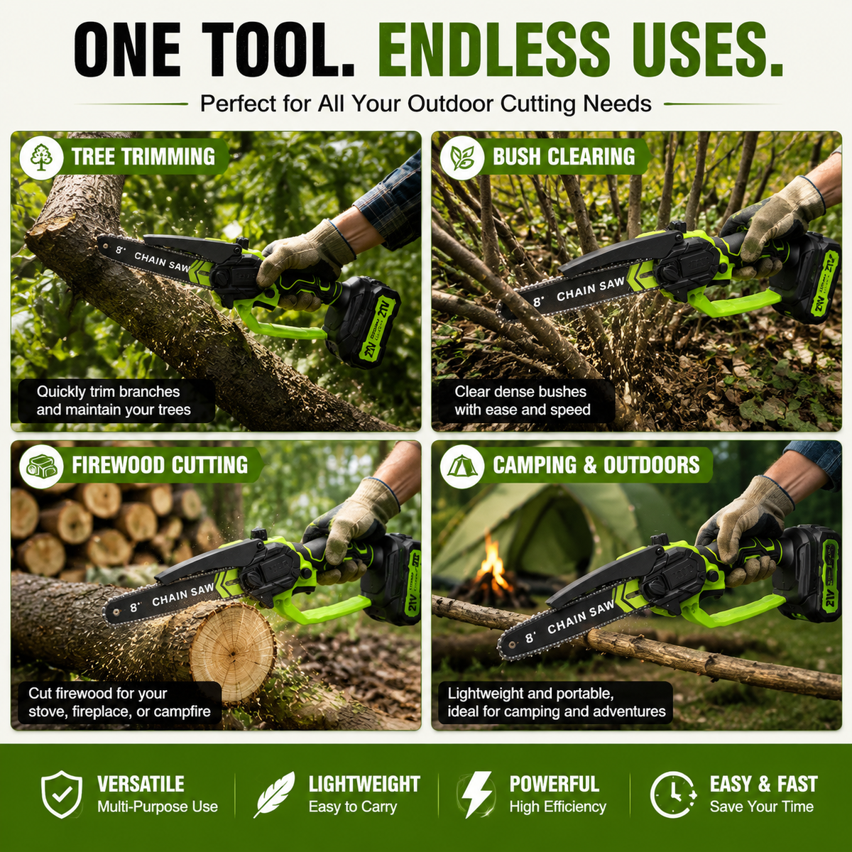 Mini Chainsaw 🔋 8-Inch Portable Electric Chainsaw for Tree Trimming