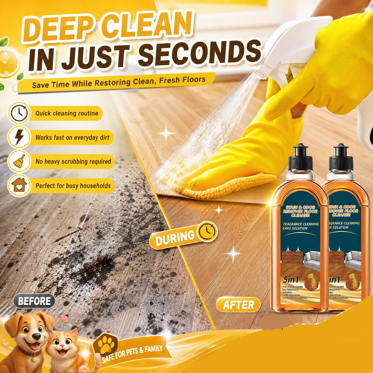 🧹Last day of the special sale—50% off!✨ Stain & Odor Remover - Deep Cleans Floors in Seconds, Leaves Fresh Scent, Safe for All Surfaces 🏠💦