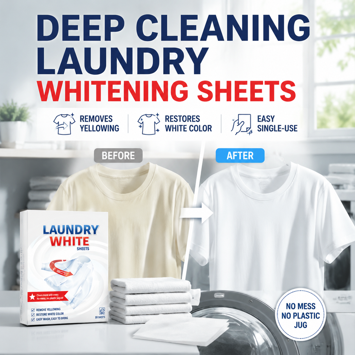 🔥Limited-time 50% off offer💥 Deep cleaning, powerful stain removal, and whitening laundry detergent sheets ✨