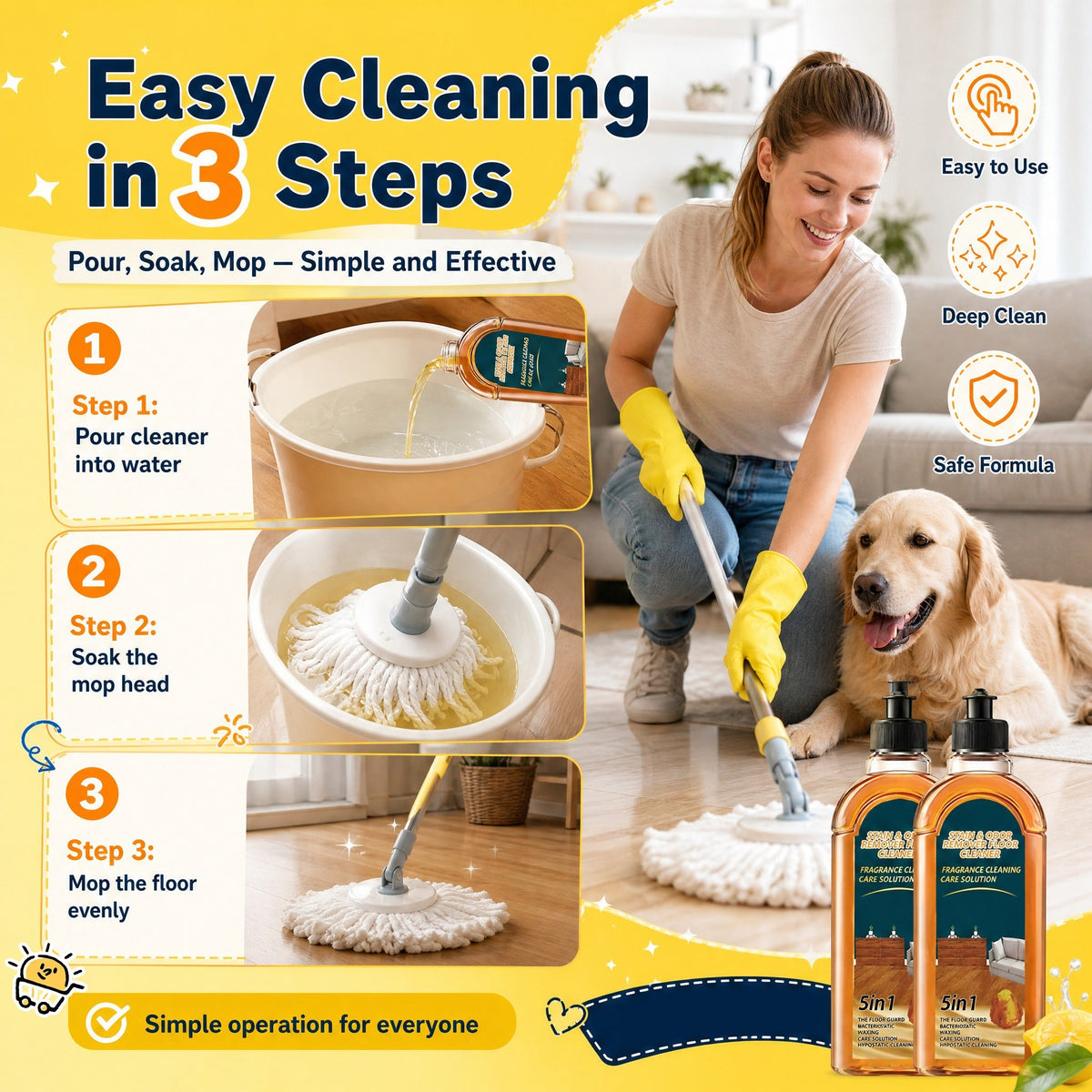 🧹Last day of the special sale—50% off!✨ Stain & Odor Remover - Deep Cleans Floors in Seconds, Leaves Fresh Scent, Safe for All Surfaces 🏠💦