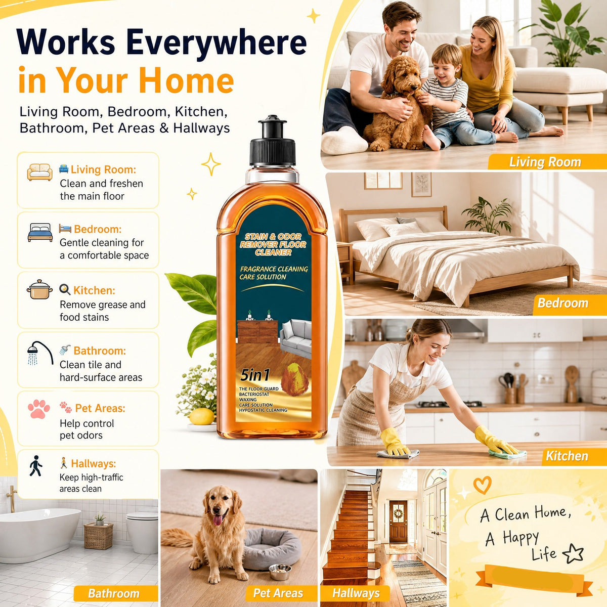 🧹Last day of the special sale—50% off!✨ Stain & Odor Remover - Deep Cleans Floors in Seconds, Leaves Fresh Scent, Safe for All Surfaces 🏠💦