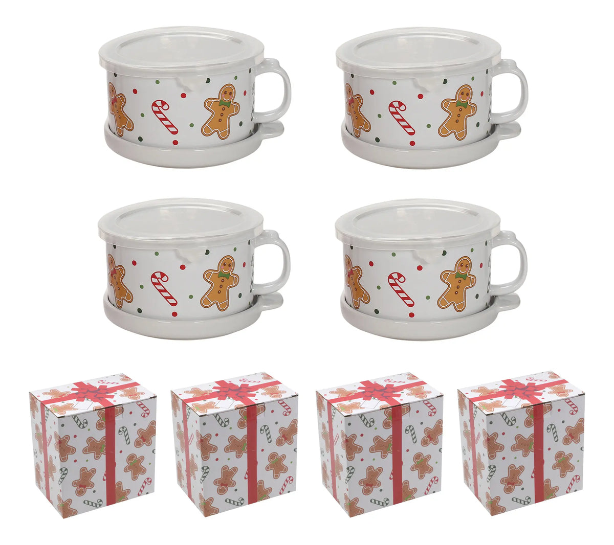 ☕ 25 oz Ceramic Mug Set, 4-Piece Coffee Mugs with Lids & Premium Gift Box, Large Capacity Drinking Cups for Home, Office & Holiday Gifts