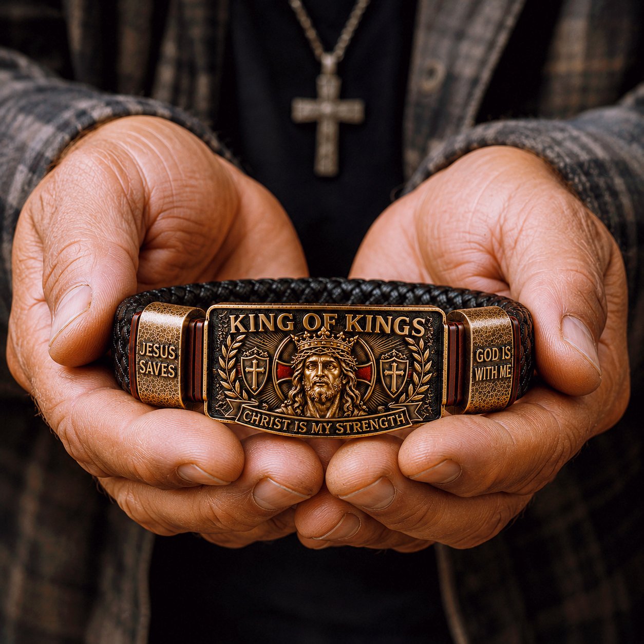 ✝️ King of Kings Faith Bracelet – Adjustable  Wristband Gift🔥