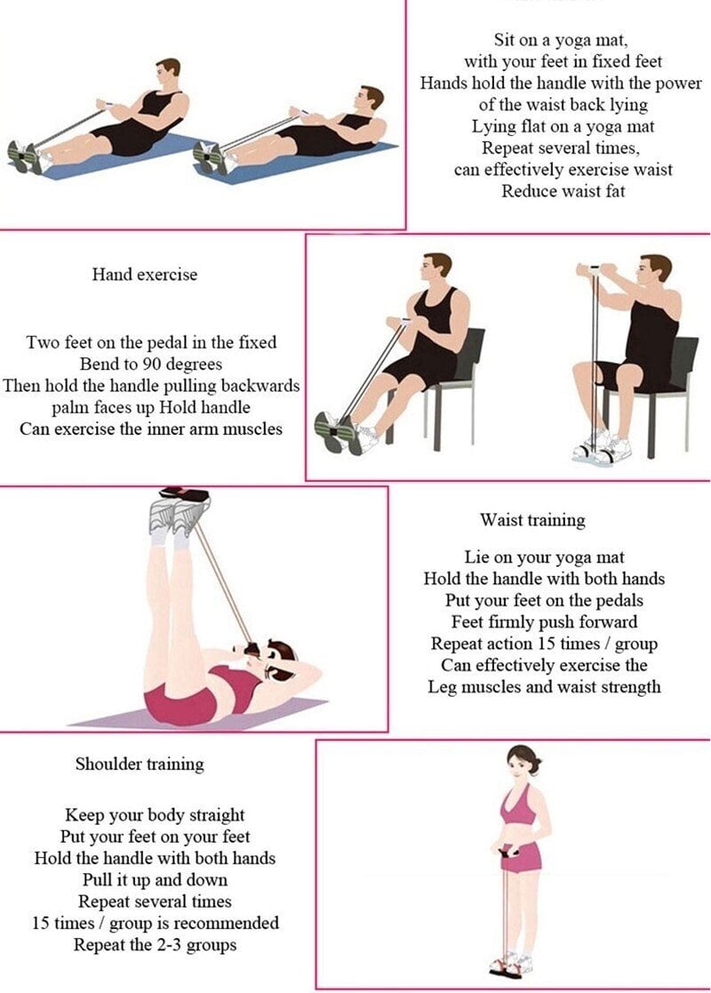 21 Fitness Resistance Bands-6 Tube Pedal Ankle Puller