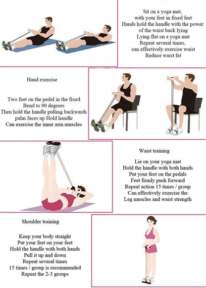 21 Fitness Resistance Bands-6 Tube Pedal Ankle Puller