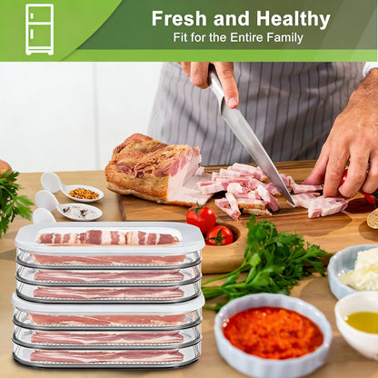 🥓 Keep sliced ham, cheese fresh! Fridge deli meat organizer, stackable airtight design