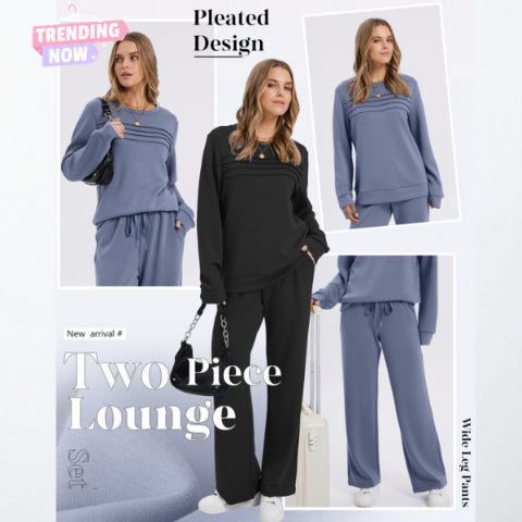 🔥LAST DAY SALE 50% OFF👍✨Women's 2026 UK Casual Crew Neck Top & Drawstring Pants Set