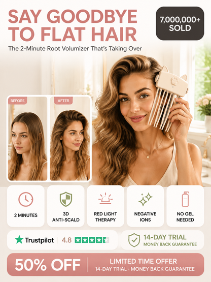 Say goodbye to flat hair! Get mega-volume with our Cordless Red Light Root Booster.