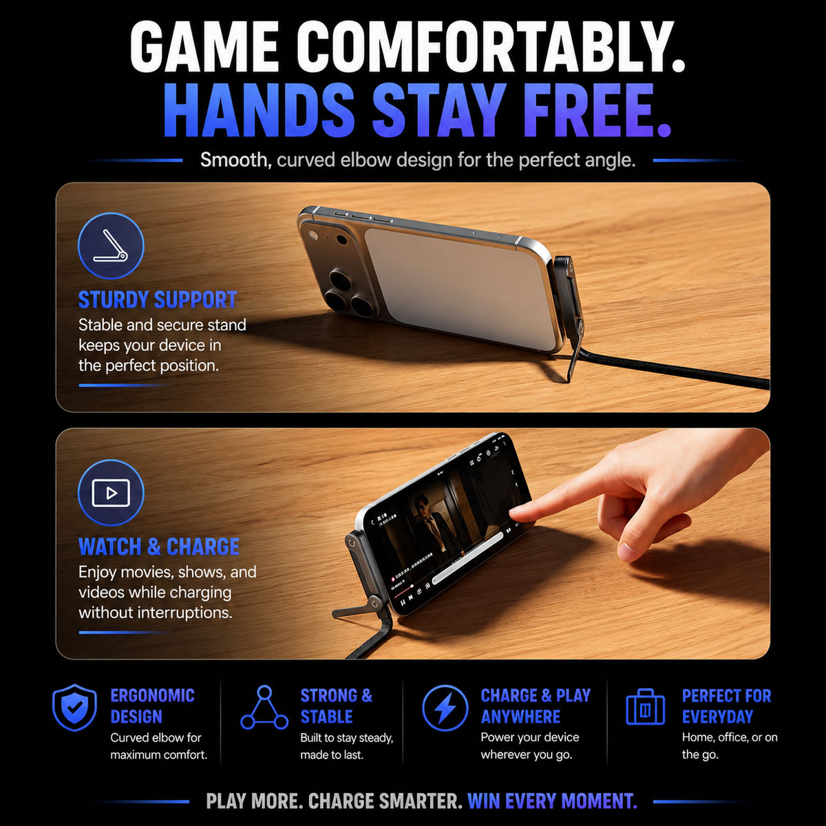 ⚡️Special Offer-240W fast charging cable with built-in 90° stand