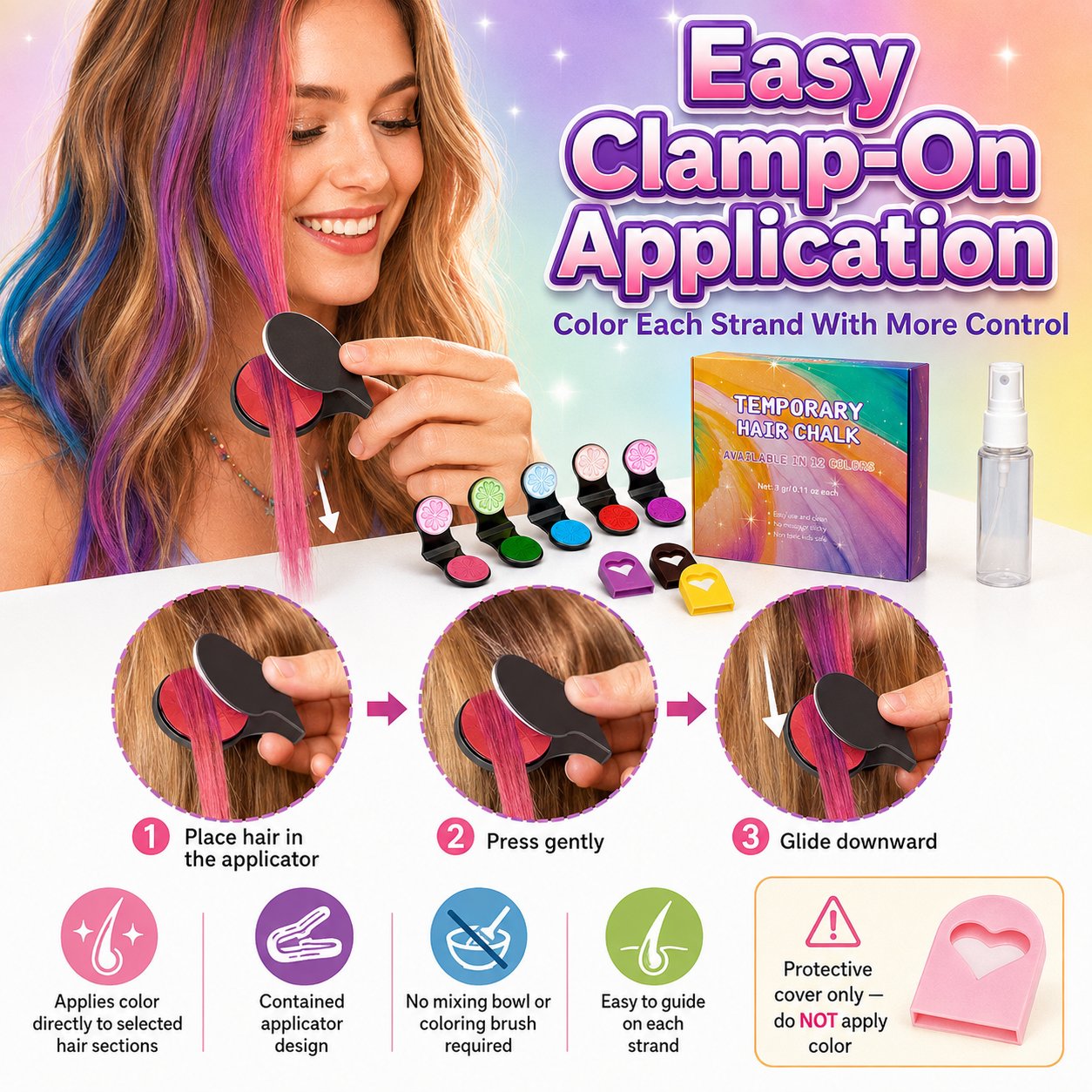 🎨 LIMITED‑TIME 50% OFF! ✨ Temporary Wash‑Out Hair Chalk – Creative, Mess‑free, Party‑ready 🎉