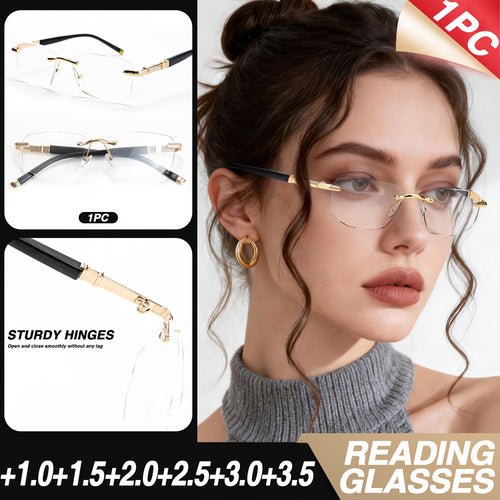🔥Lowest Price for 2026 | Rimless Diamond-Cut Blue-Light-Blocking Reading Glasses for Seniors