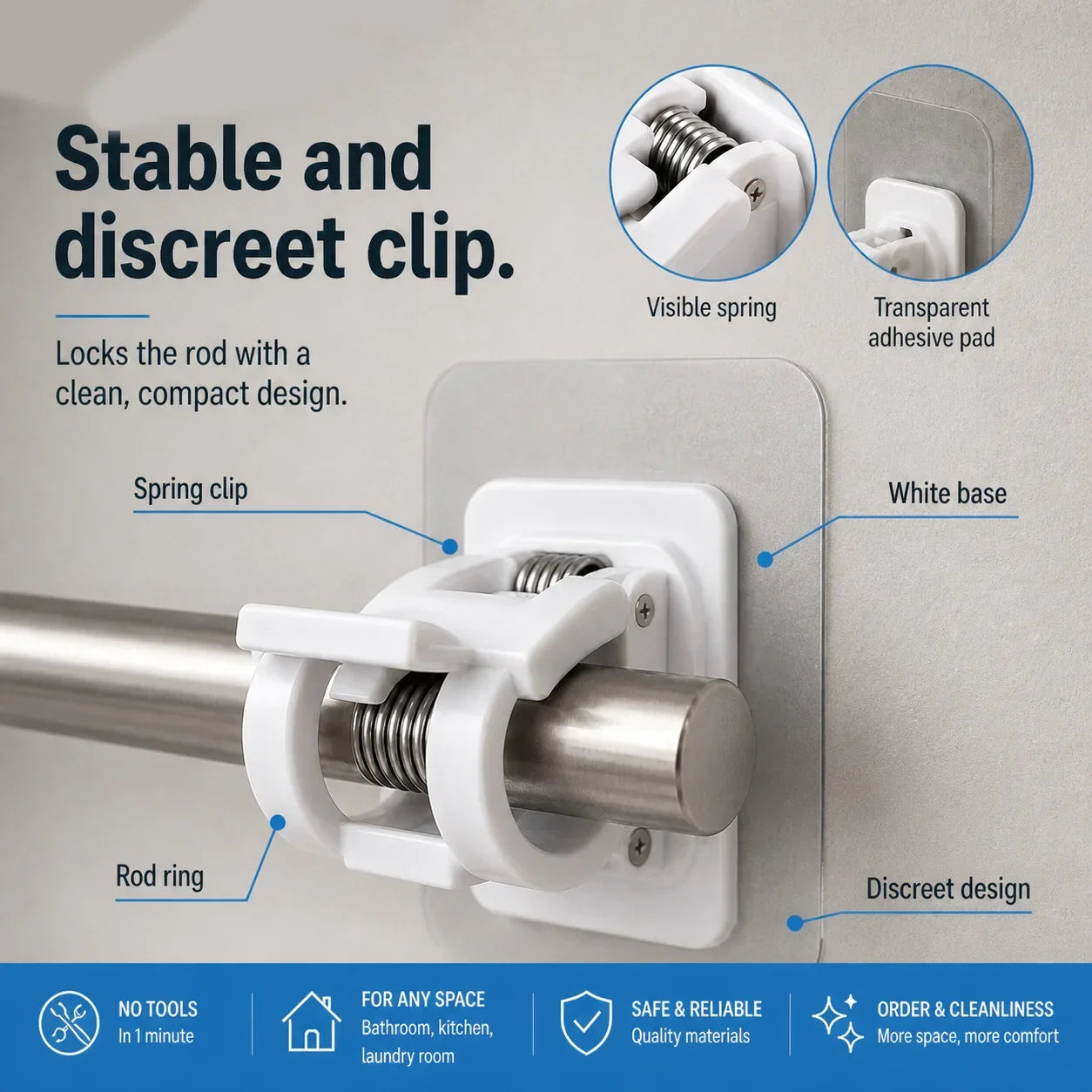 🔥Nail-Free Adjustable Curtain Rod Hooks