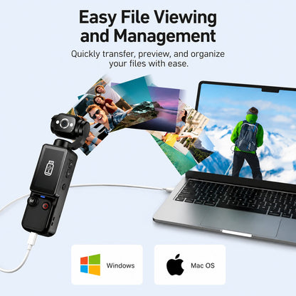 🎥 Upgraded Vlog Camera – 180° Rotating Lens, Full-Body Video Recorder