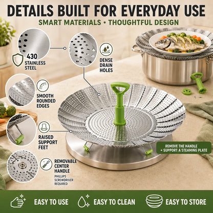🍲50% OFF NOW!Stainless Steel Expandable Steamer Basket