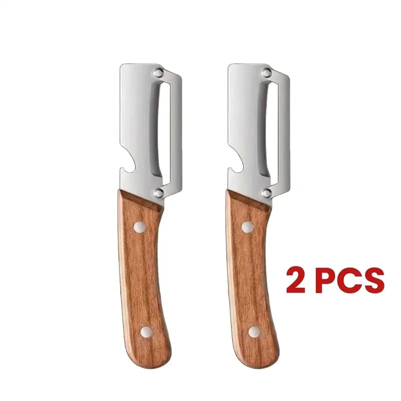 ✨Discounted Price ✨Multi-Functional Vegetable Peeler for Kitchen, Ultra-Sharp Stainless Steel Blade with Wooden Handle and Bottle Opener (2 Pcs)