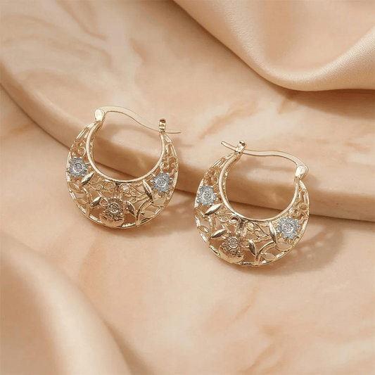 ✨Newest 2026 Cut-out Earrings ✨| 50% OFF Today🌸 Vintage 14K Gold Flower Hoop Earrings