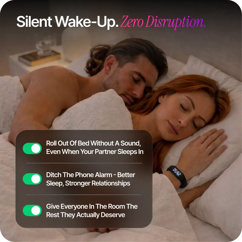 ⏰ Onyx Silent Vibration Alarm Clock - Wrist-Worn Wake-Up Watch for Heavy Sleepers, No Noise to Disturb Partner, 2 Vibration Intensity, Support 3 Alarms, 14+ Days Rechargeable Battery
