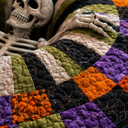 🎃 HALLOWEEN SPECIAL — SITEWIDE 50% OFF！3D Skeleton Vortex Quilted Round Halloween Rug
