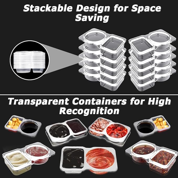 💥BUY 25 GET 25 FREE💥🥐Double Compartment Snack Containers With Lids