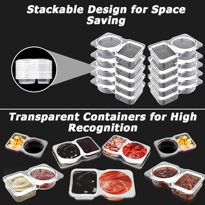 💥BUY 25 GET 25 FREE💥🥐Double Compartment Snack Containers With Lids