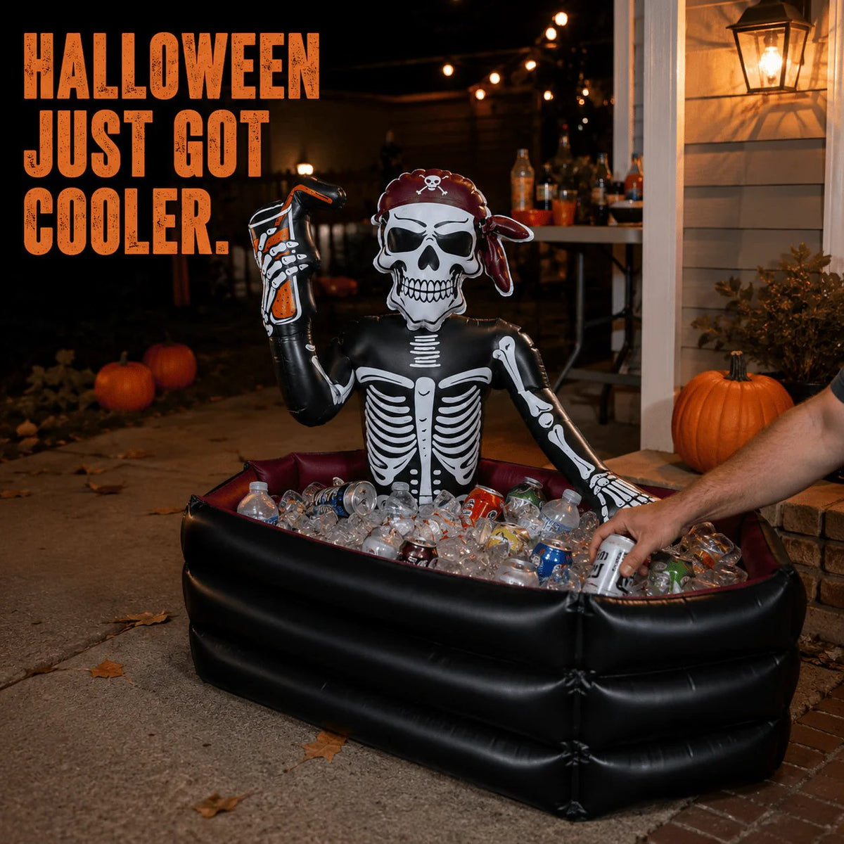 ☠️🧊40-Gallon Inflatable Pirate Skeleton Cooler for Halloween