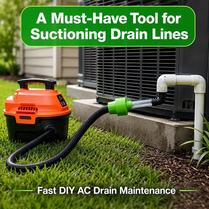 🔧50% off Universal AC Drain Line Cleaner Adapter 💨 Wet/Dry Vacuum Attachment for HVAC Condensate Drain Pipes | Clear-View PVC Unclogger Tool for Fast Clog Removal & Debris Evacuation