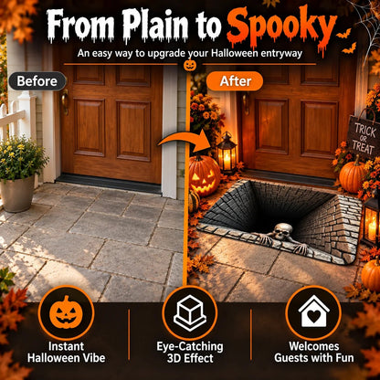 Hot sales🔥Halloween Front Door Mat – Festive 3D Visual Skull