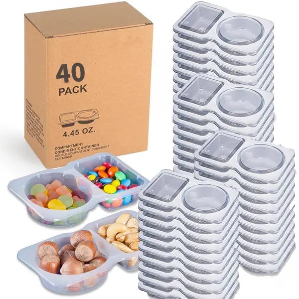 💥BUY 25 GET 25 FREE💥🥐Double Compartment Snack Containers With Lids