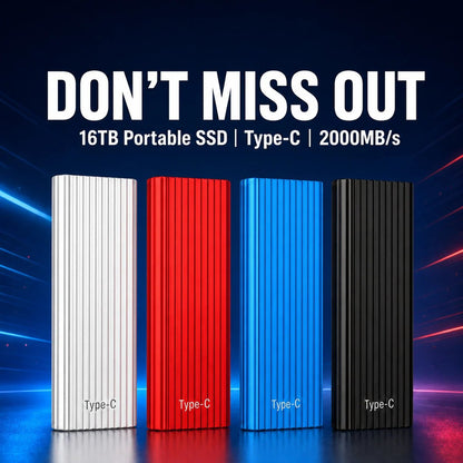 🛡️Multiple layers of encryption protect data privacy.✅16TB Large-Capacity Type-C Portable Mini SSD