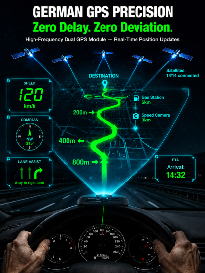 🚗 【Smart In-Car HUD Co-Pilot】Works on Sedans, SUVs, Pickups, RVs, and More!！