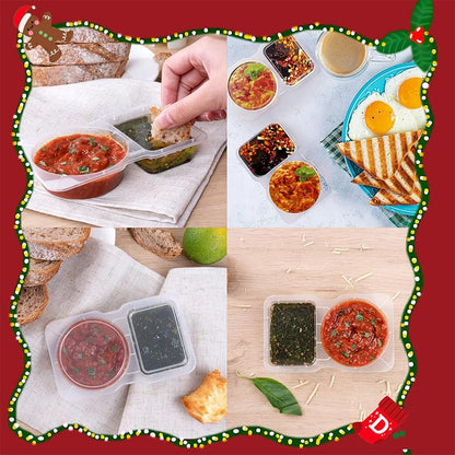 💥BUY 25 GET 25 FREE💥🥐Double Compartment Snack Containers With Lids