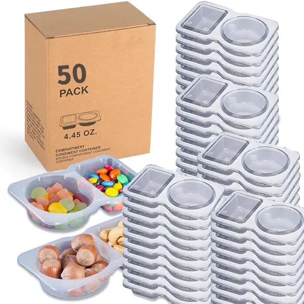 💥BUY 25 GET 25 FREE💥🥐Double Compartment Snack Containers With Lids