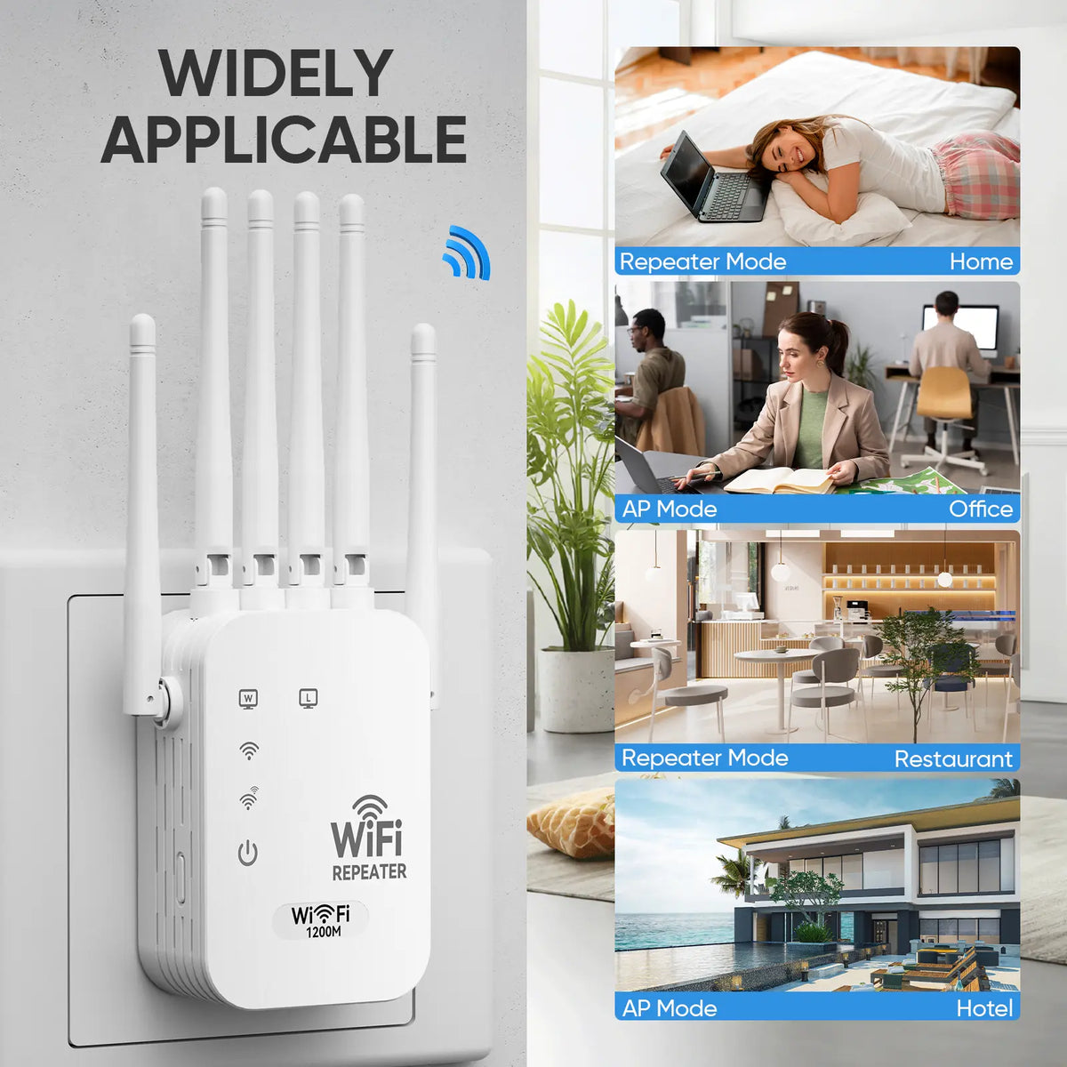2026 WiFi Extender 6-Antenna Strong Signal - 1200Mbps Dual Band 2.4GHz Booster, Wide Coverage Wireless Amplifier for Home Studios and Remote Workspaces