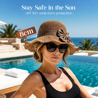 👒New arrival 40% OFF!🏖️Elegant Woven Straw Sun Hat with Bow