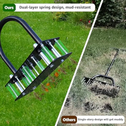 🌱 RIFPOD Lawn Aerator | Automatic Dirt & Leaf Cleaner ✨ Heavy Duty 15 Adjustable Iron Spikes, Restore Healthy Lawn for Yard & Garden
