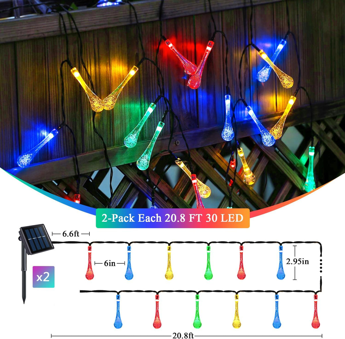 🔥No electricity bill all year round, 50% off✅ Outdoor solar-powered teardrop string lights