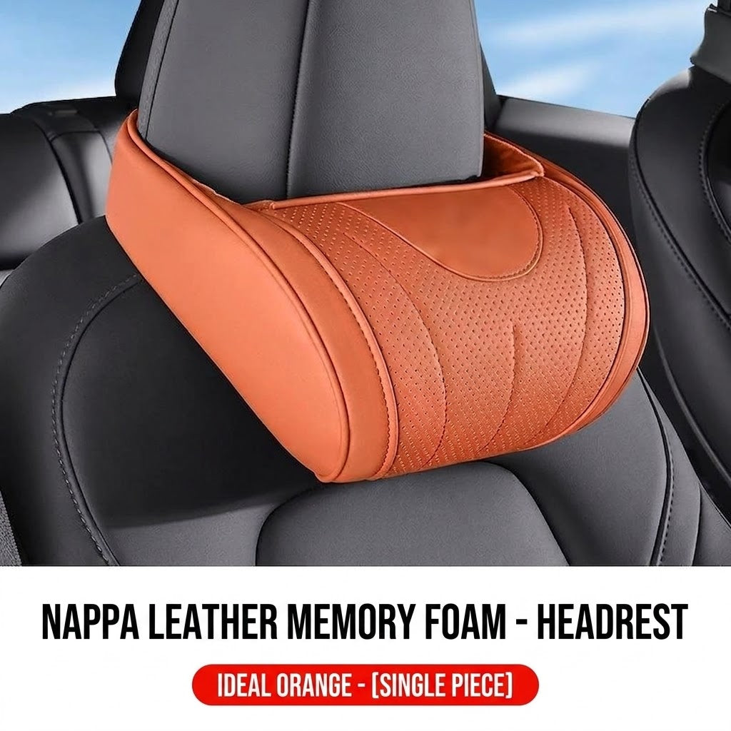 🔥50% OFF🎉Luxury Nappa Leather Car Neck Pillow – Premium Comfort & Support