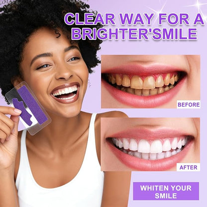 Purple Teeth Whitening Strips for Sensitive Teeth, Enamel Safe Whitening Strips to Remove Coffee Wine Smoking Stains, Non Slip Teeth Whitening Kit with Low Sensitivity Formula ！
