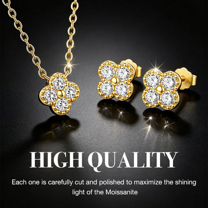 Mid-Year Special Offer - Heart-Shaped Moissanite Four-Leaf Clover Necklace Set