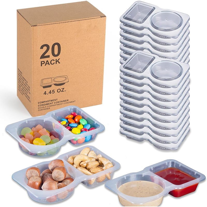 💥BUY 25 GET 25 FREE💥🥐Double Compartment Snack Containers With Lids